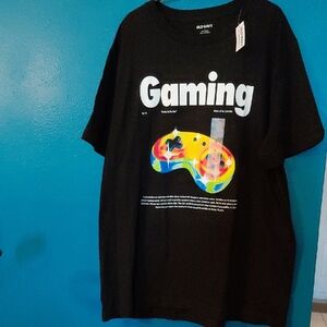 NWT Old Navy Black Gaming Tee with Colorful Controller. Men's Size LG, Or Unisex